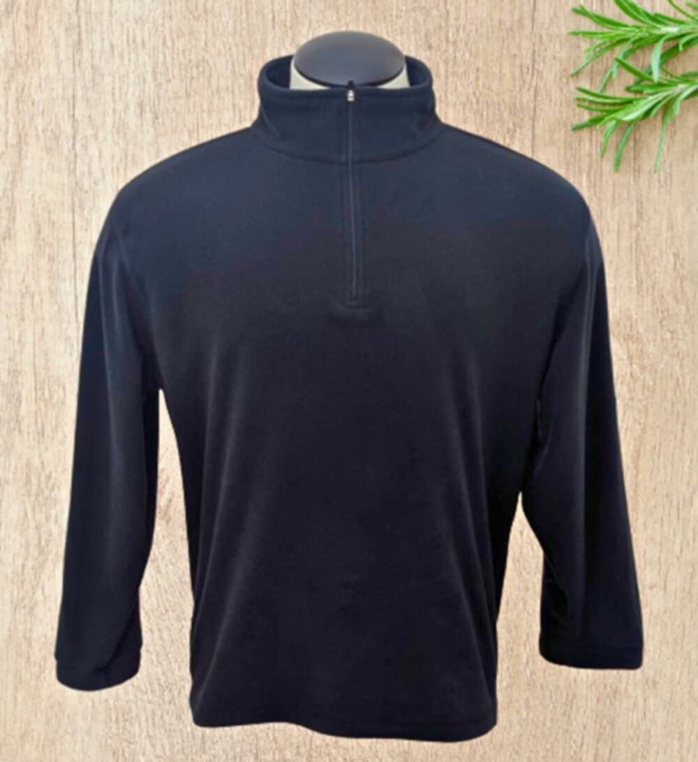 Mens LANDS' END Lightweight Pullover Black Fleece Size LARGE
